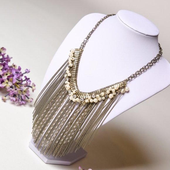 Boho Vintage Long Metal Fringe Statement Necklace - Picture 3 of 3